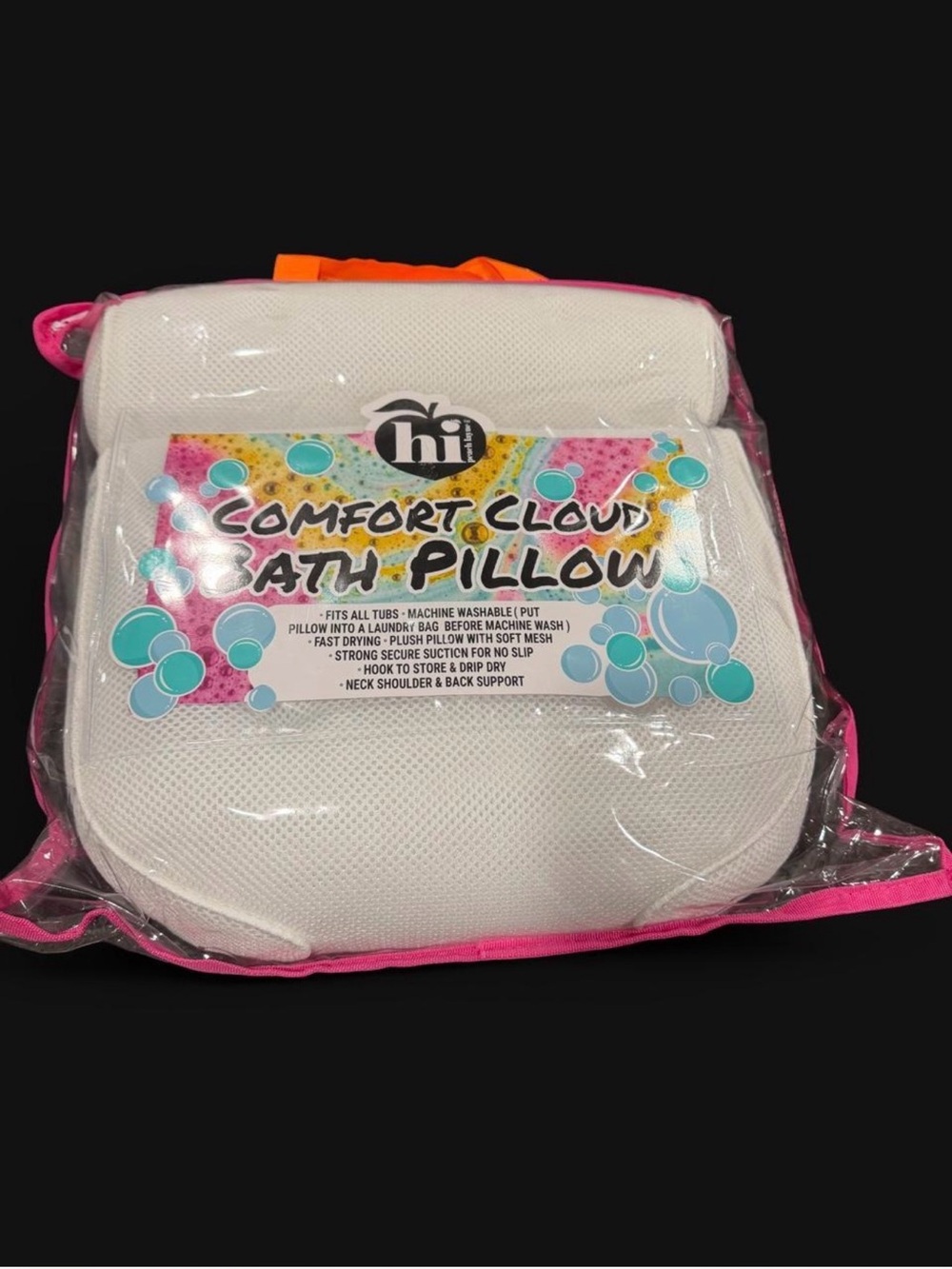 Comfort Cloud Bath Pillow by Hi - White with Pink Trim